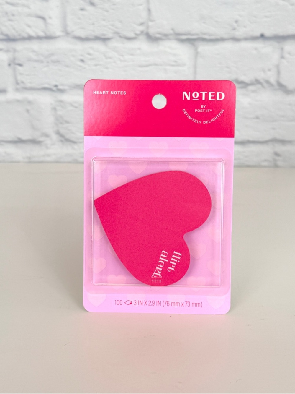 New Noted by Post it Heart Shaped Pink Love Sticky Notes 100 Sheets Flirt Alert